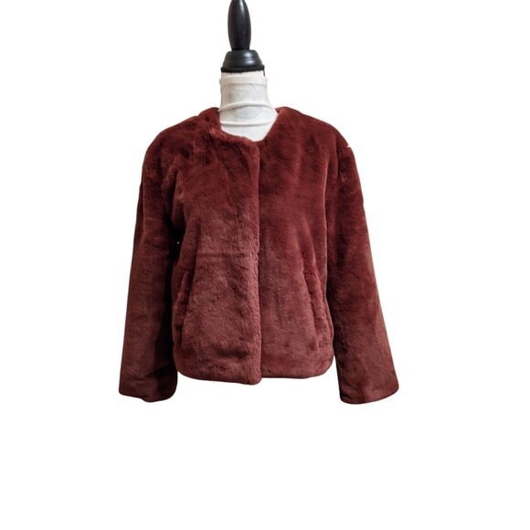 Anthropologie Sanctuary Furry Teddy Coat Jacket Chocolate Brown Size Small - Picture 1 of 8